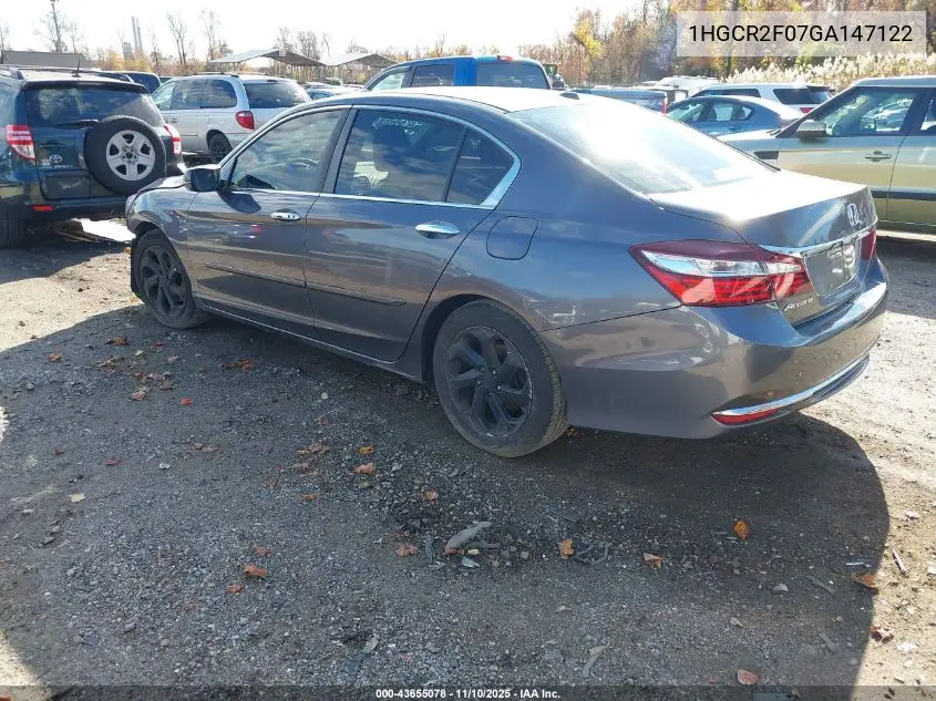 1HGCR2F07GA147122 2016 Honda Accord Ex