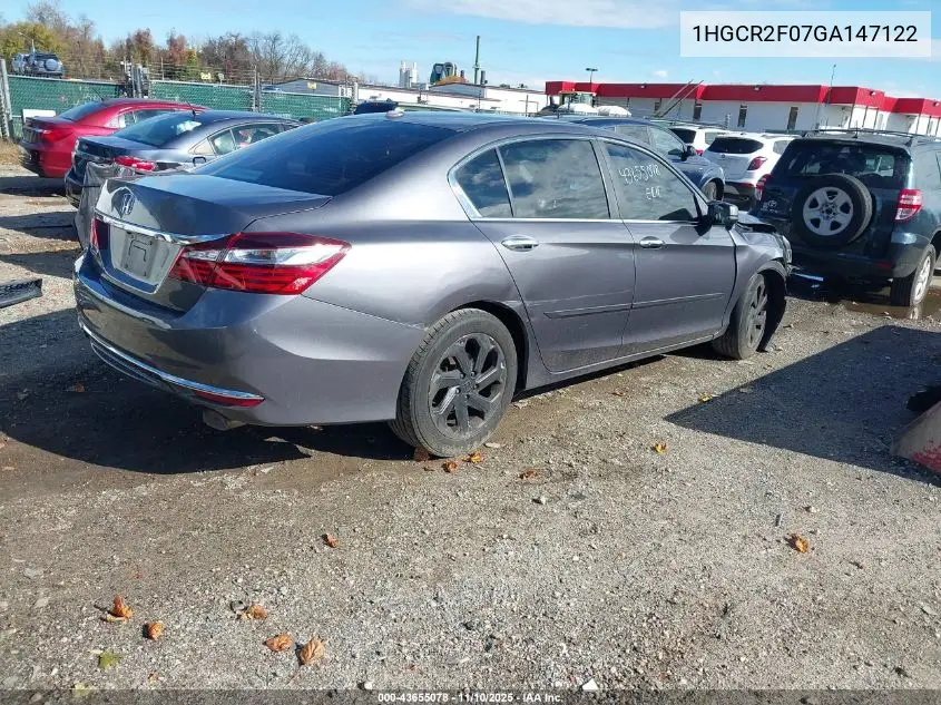 1HGCR2F07GA147122 2016 Honda Accord Ex