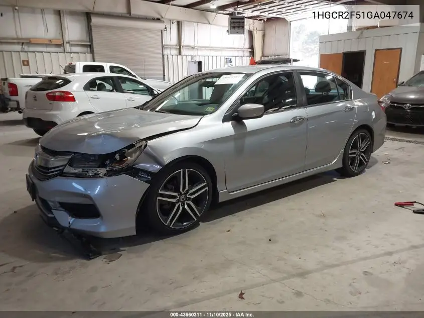 1HGCR2F51GA047674 2016 Honda Accord Sport