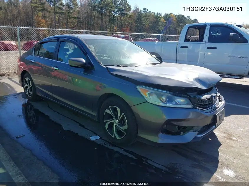 1HGCR2F37GA030151 2016 Honda Accord Lx