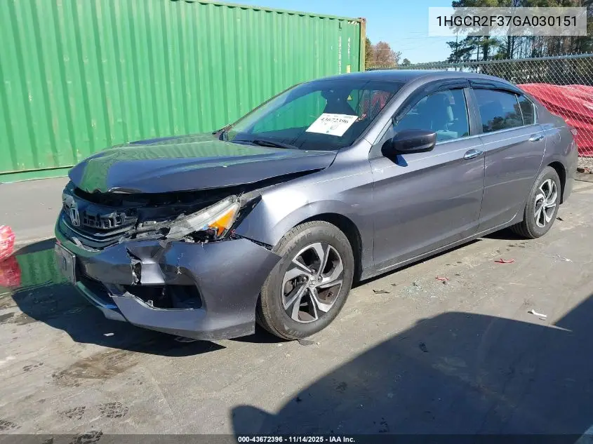 1HGCR2F37GA030151 2016 Honda Accord Lx