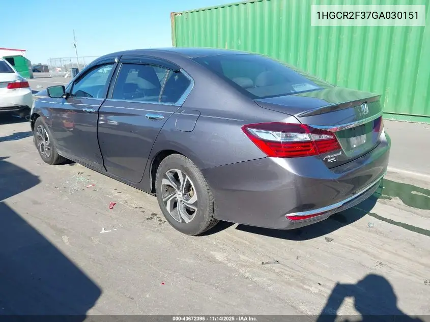 1HGCR2F37GA030151 2016 Honda Accord Lx