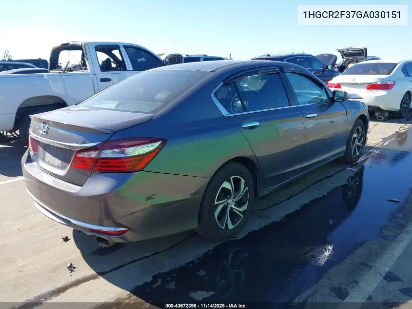 1HGCR2F37GA030151 2016 Honda Accord Lx