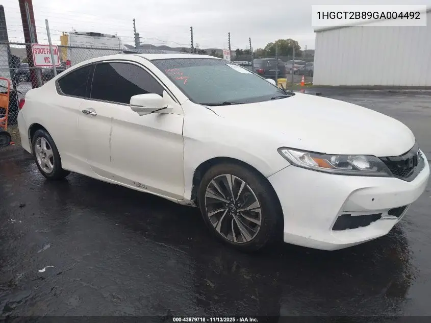 1HGCT2B89GA004492 2016 Honda Accord Ex-L V-6