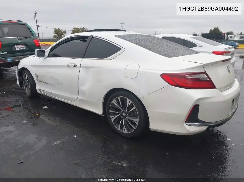 1HGCT2B89GA004492 2016 Honda Accord Ex-L V-6