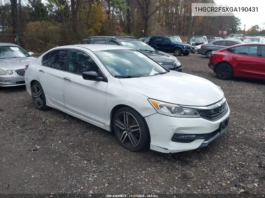 1HGCR2F5XGA190431 2016 Honda Accord Sport