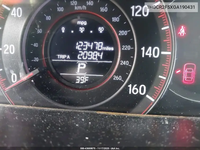 1HGCR2F5XGA190431 2016 Honda Accord Sport