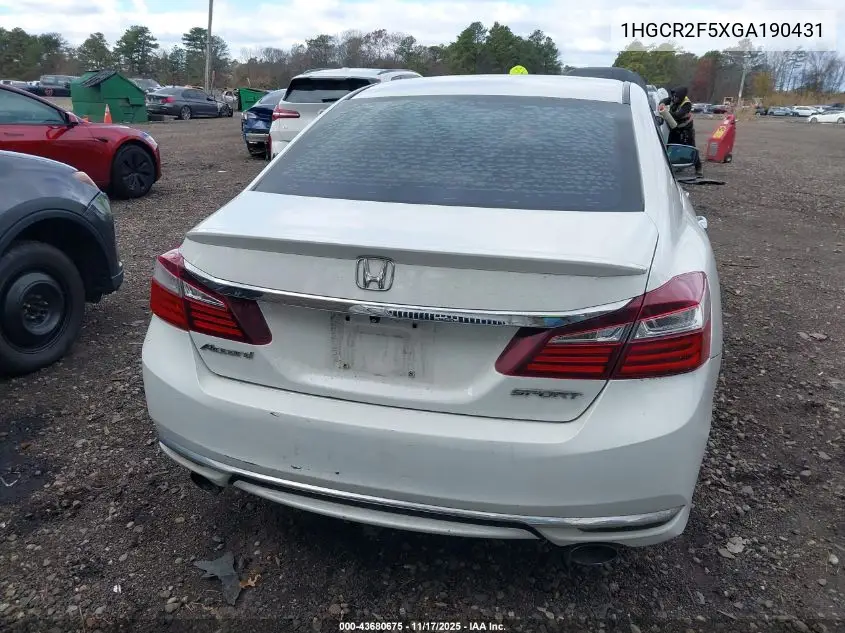 1HGCR2F5XGA190431 2016 Honda Accord Sport