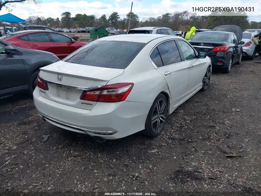 1HGCR2F5XGA190431 2016 Honda Accord Sport