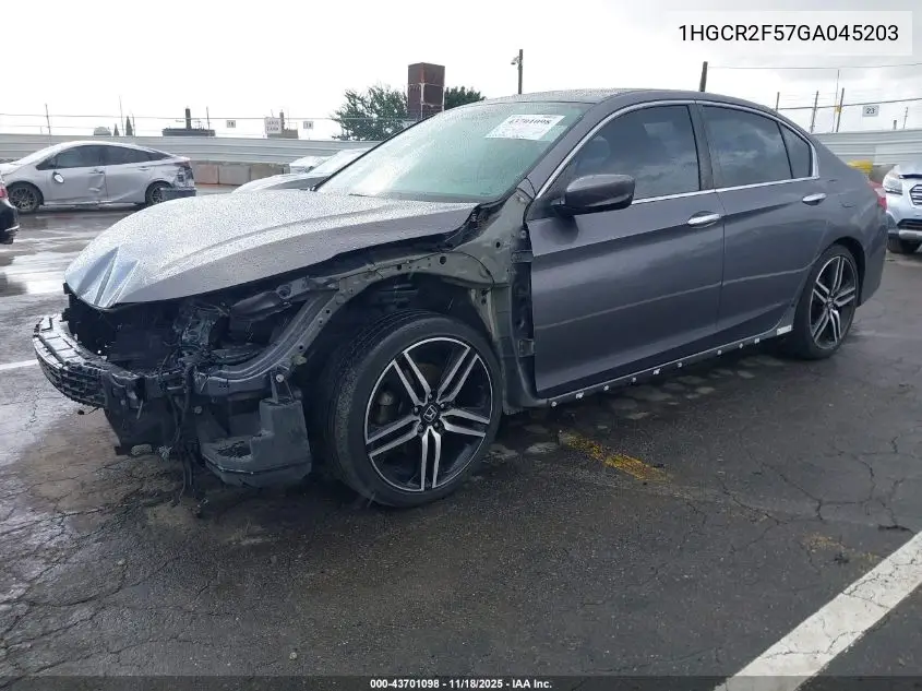 1HGCR2F57GA045203 2016 Honda Accord Sport