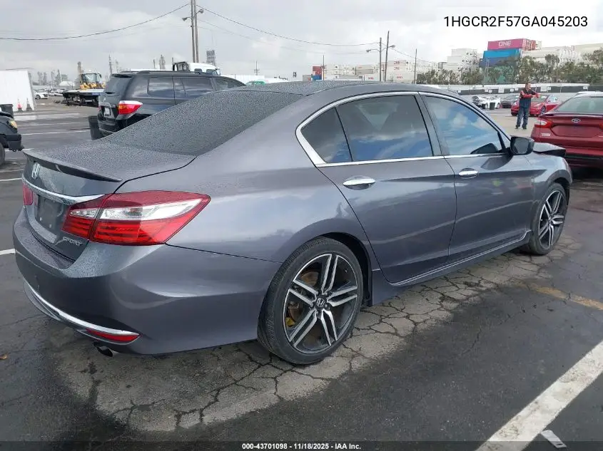 1HGCR2F57GA045203 2016 Honda Accord Sport