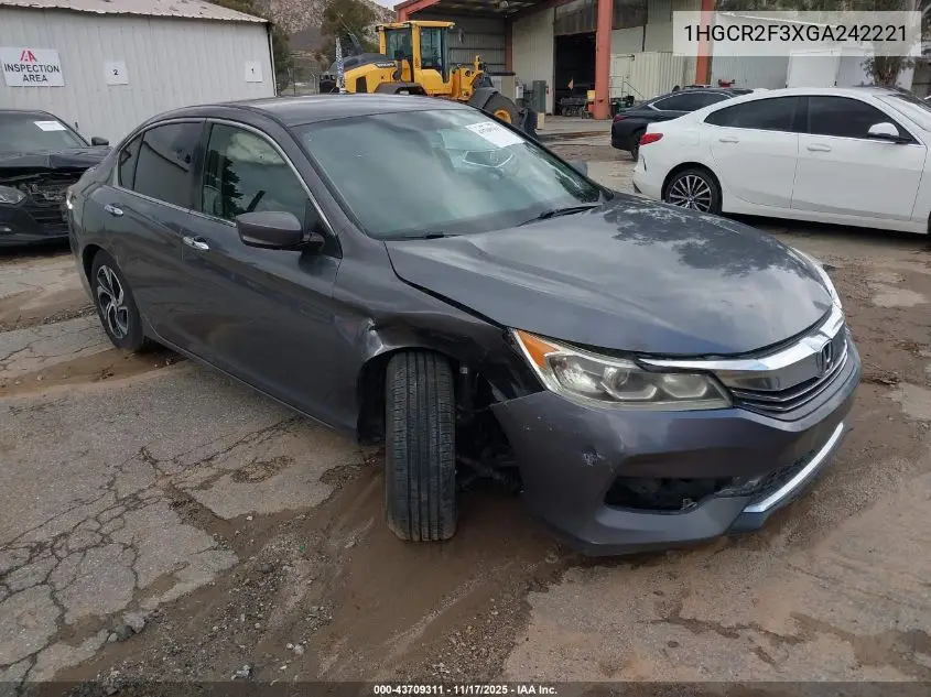1HGCR2F3XGA242221 2016 Honda Accord Lx