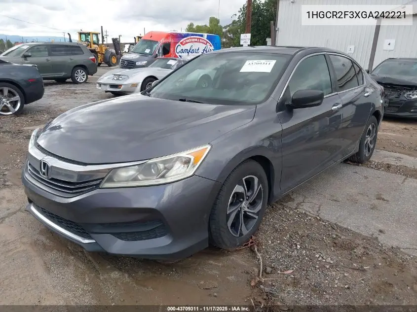 1HGCR2F3XGA242221 2016 Honda Accord Lx