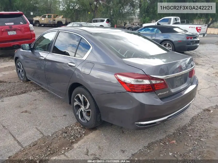 1HGCR2F3XGA242221 2016 Honda Accord Lx