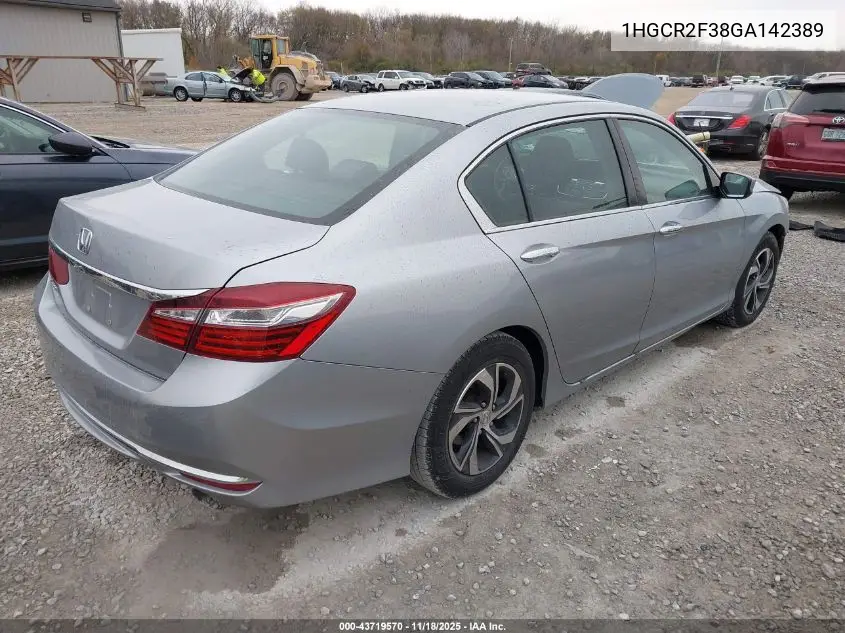 1HGCR2F38GA142389 2016 Honda Accord Lx