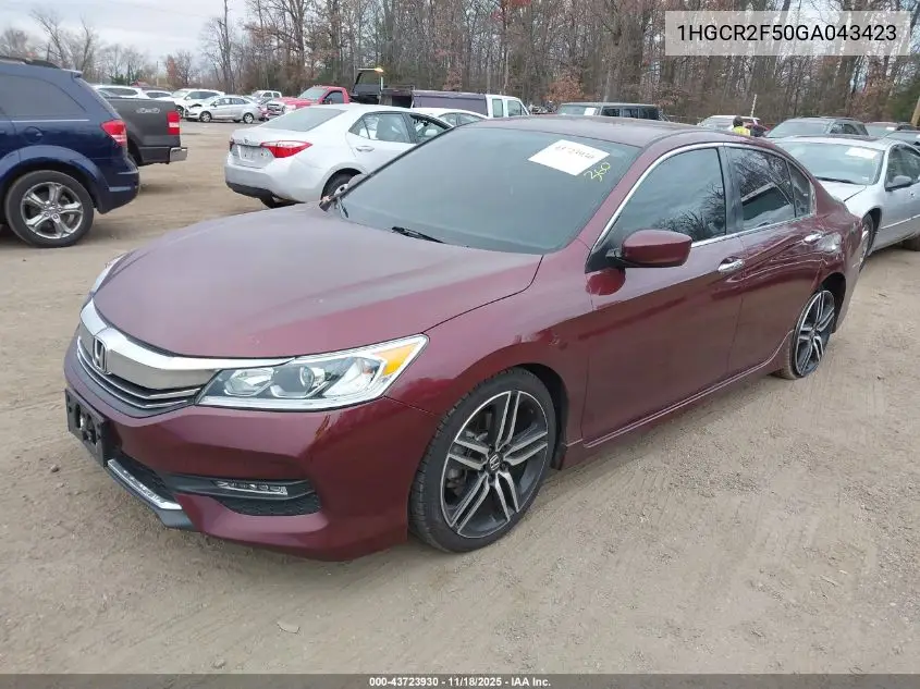 1HGCR2F50GA043423 2016 Honda Accord Sport