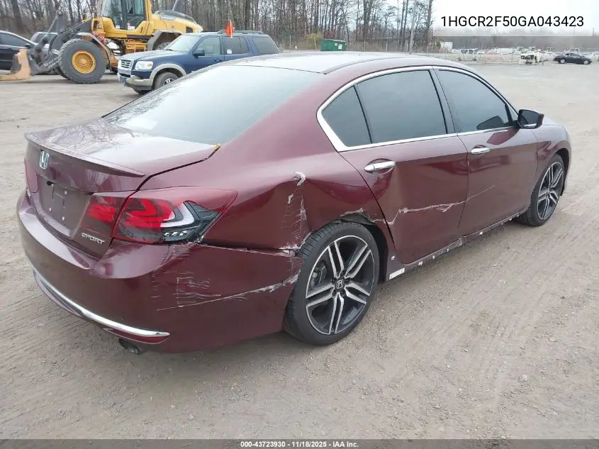 1HGCR2F50GA043423 2016 Honda Accord Sport