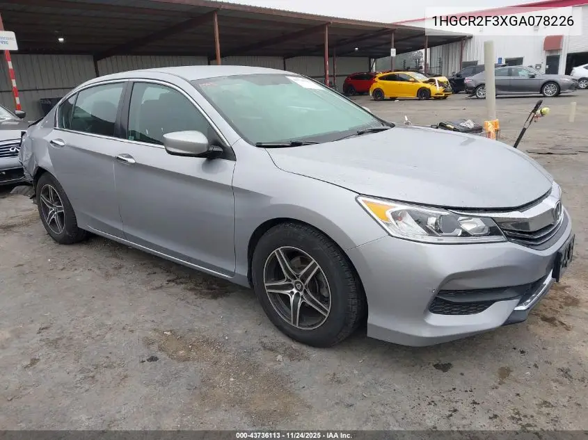 1HGCR2F3XGA078226 2016 Honda Accord Lx