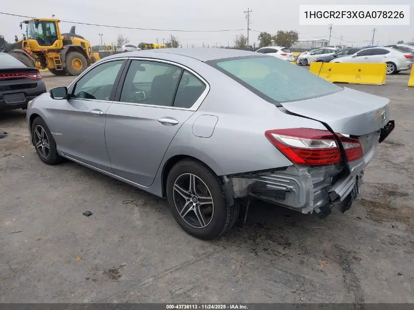 1HGCR2F3XGA078226 2016 Honda Accord Lx