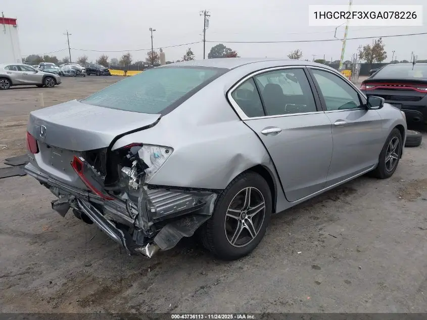 1HGCR2F3XGA078226 2016 Honda Accord Lx