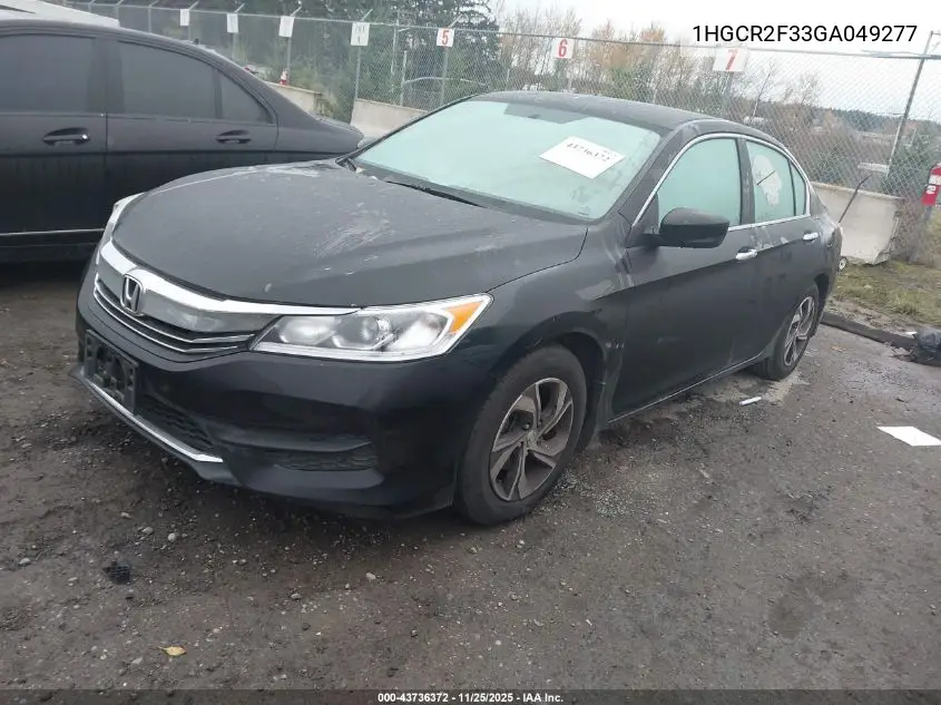 1HGCR2F33GA049277 2016 Honda Accord Lx