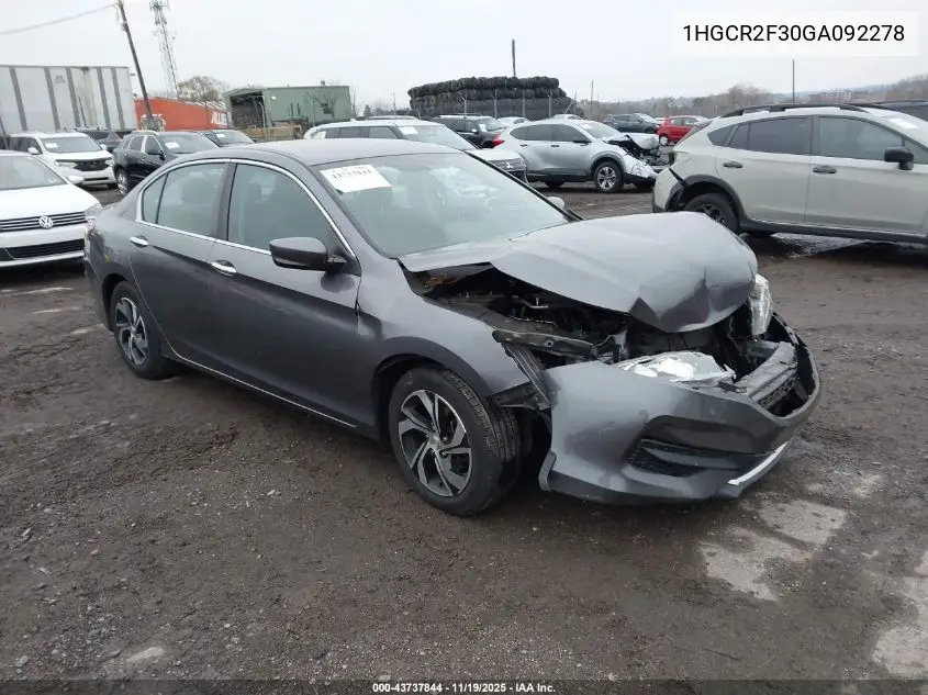 1HGCR2F30GA092278 2016 Honda Accord Lx
