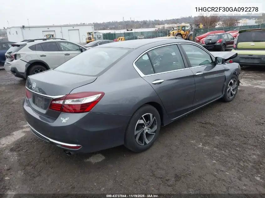 1HGCR2F30GA092278 2016 Honda Accord Lx