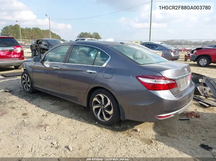 1HGCR2F88GA003780 2016 Honda Accord Ex-L