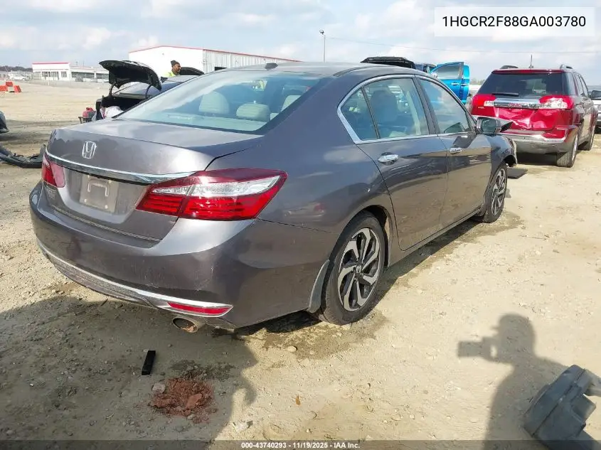 1HGCR2F88GA003780 2016 Honda Accord Ex-L