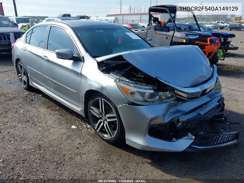 1HGCR2F54GA149129 2016 Honda Accord Sport