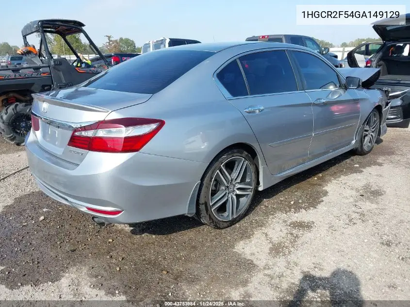 1HGCR2F54GA149129 2016 Honda Accord Sport