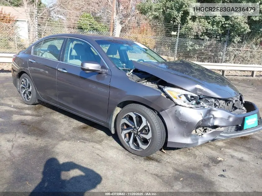 1HGCR2F83GA236479 2016 Honda Accord Ex-L