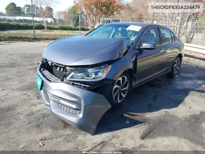 1HGCR2F83GA236479 2016 Honda Accord Ex-L