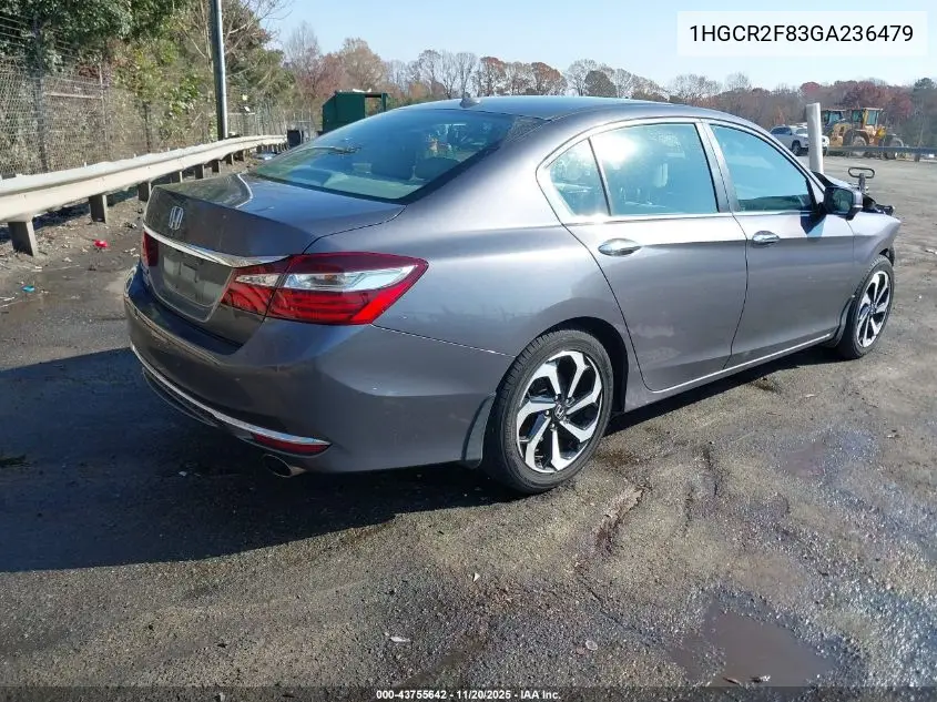 1HGCR2F83GA236479 2016 Honda Accord Ex-L