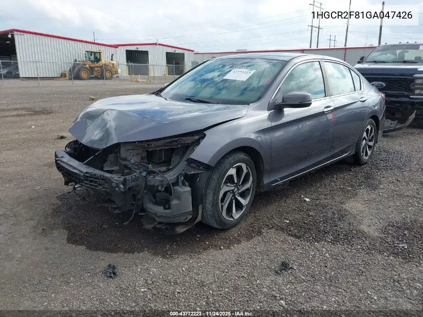 1HGCR2F81GA047426 2016 Honda Accord Ex-L
