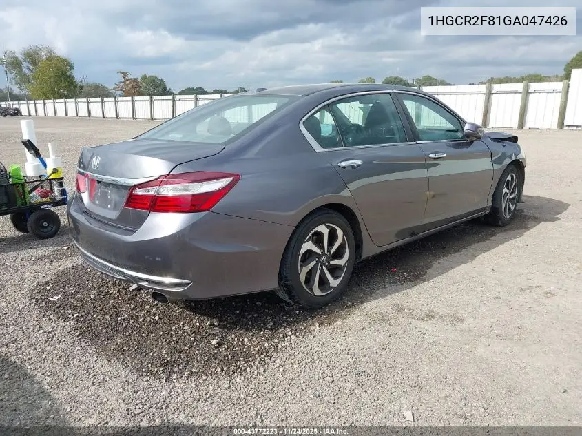 1HGCR2F81GA047426 2016 Honda Accord Ex-L
