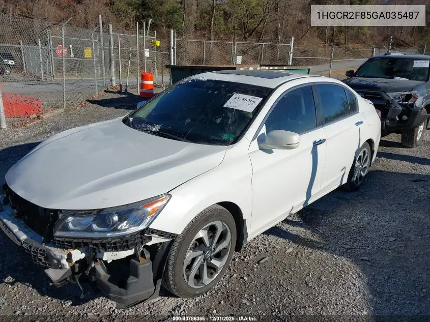 1HGCR2F85GA035487 2016 Honda Accord Ex-L