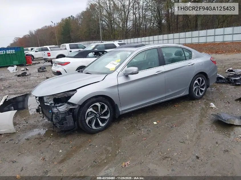 1HGCR2F94GA125433 2016 Honda Accord Ex-L