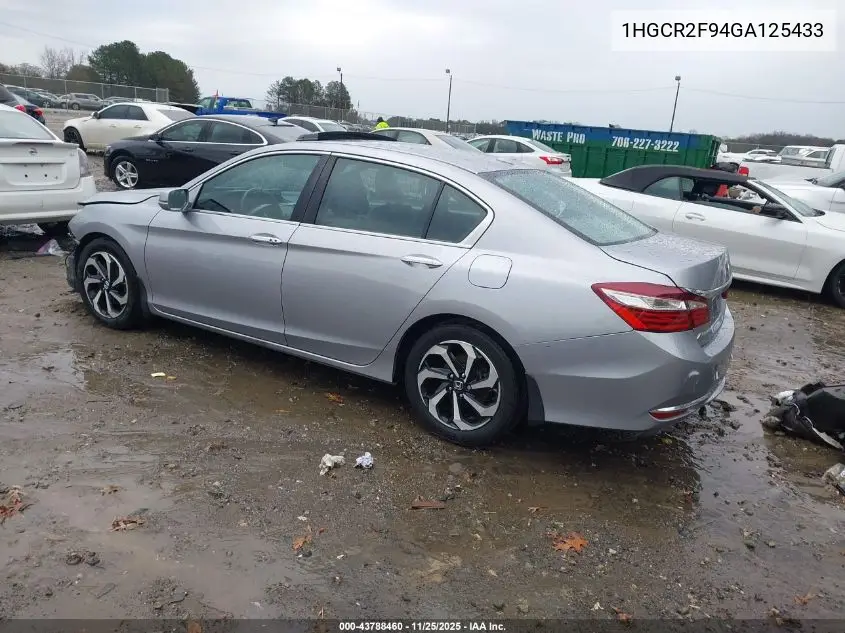 1HGCR2F94GA125433 2016 Honda Accord Ex-L