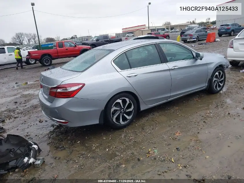 1HGCR2F94GA125433 2016 Honda Accord Ex-L