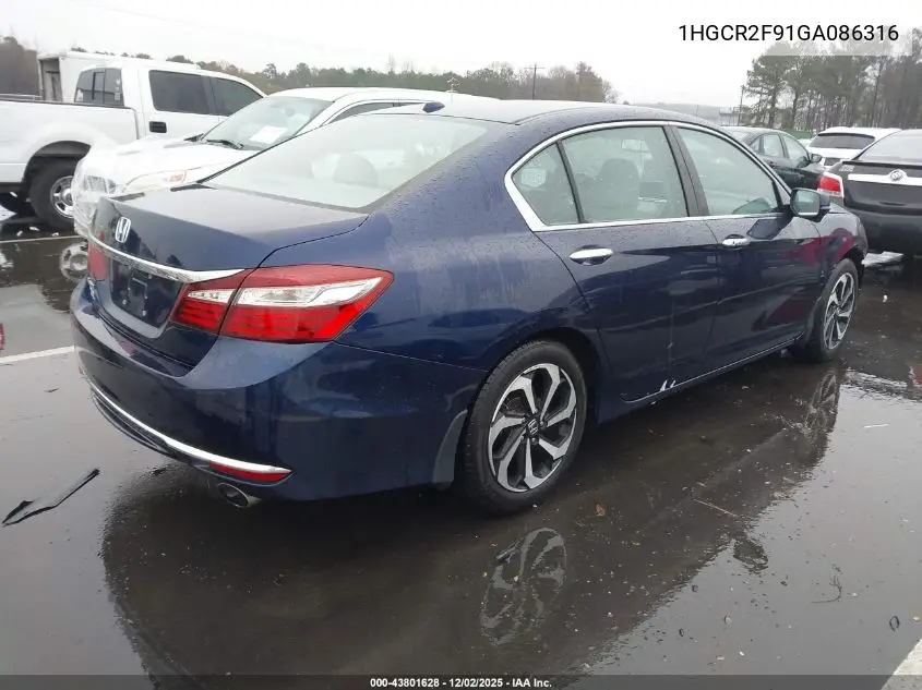 1HGCR2F91GA086316 2016 Honda Accord Ex-L
