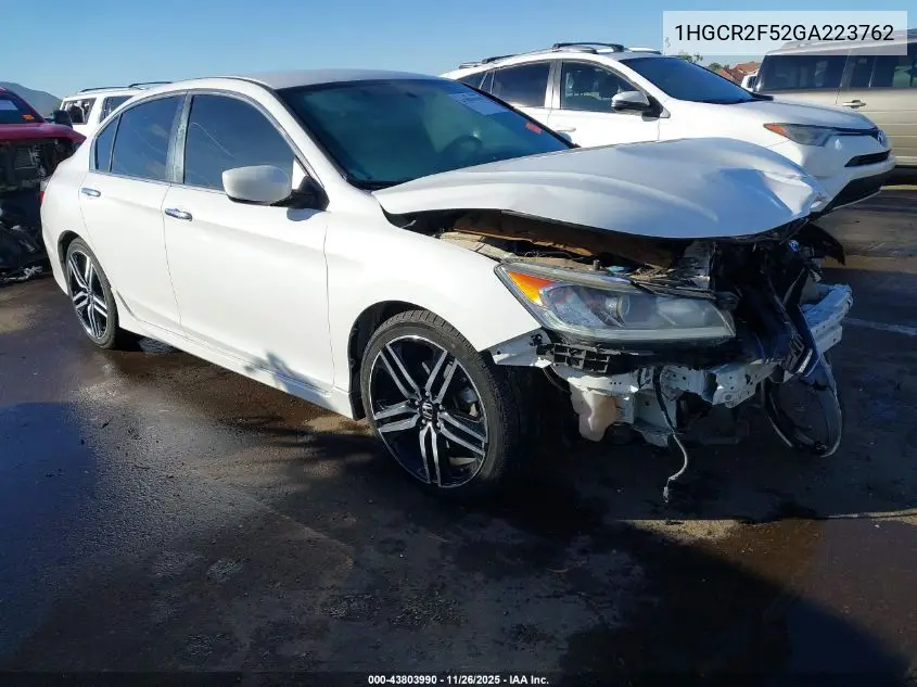 1HGCR2F52GA223762 2016 Honda Accord Sport