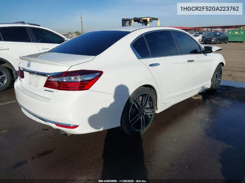1HGCR2F52GA223762 2016 Honda Accord Sport