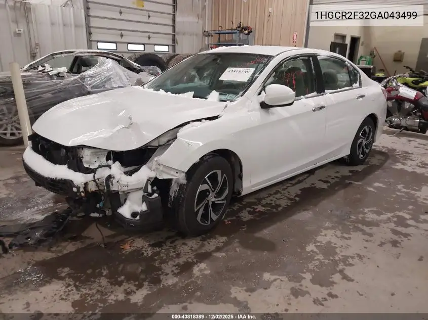 1HGCR2F32GA043499 2016 Honda Accord Lx