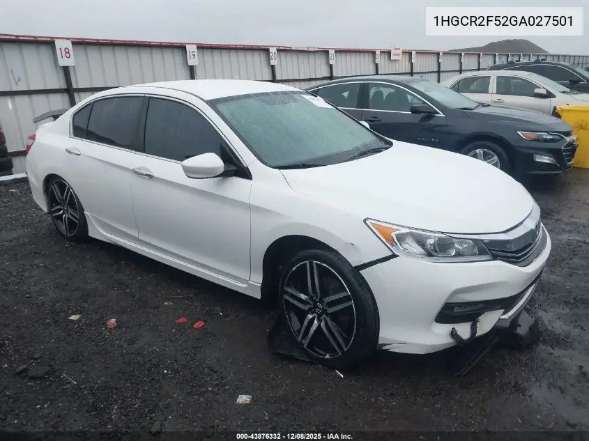 1HGCR2F52GA027501 2016 Honda Accord Sport