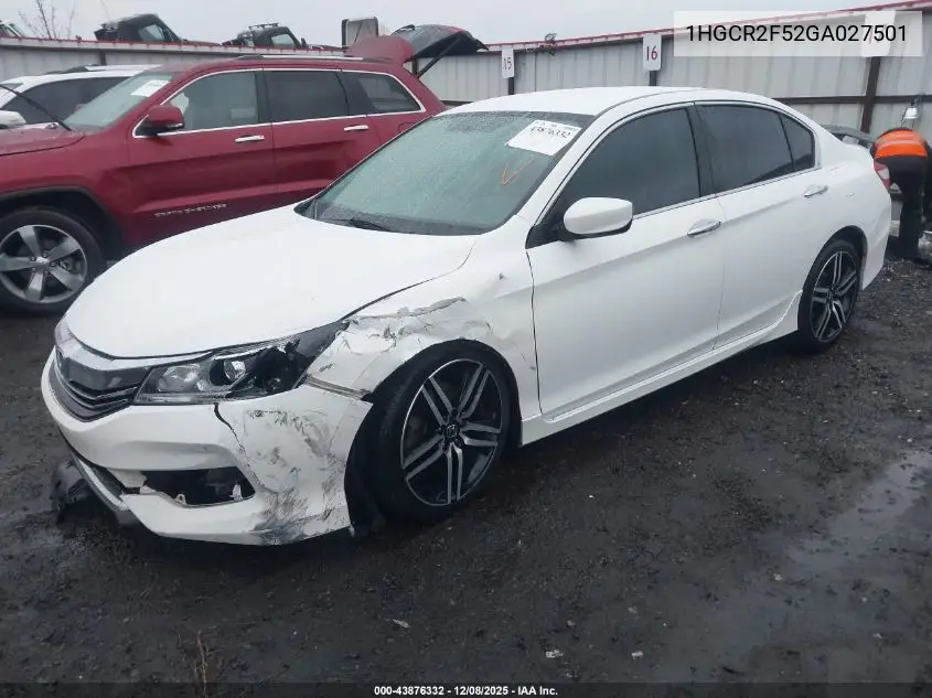 1HGCR2F52GA027501 2016 Honda Accord Sport
