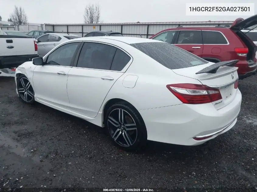 1HGCR2F52GA027501 2016 Honda Accord Sport