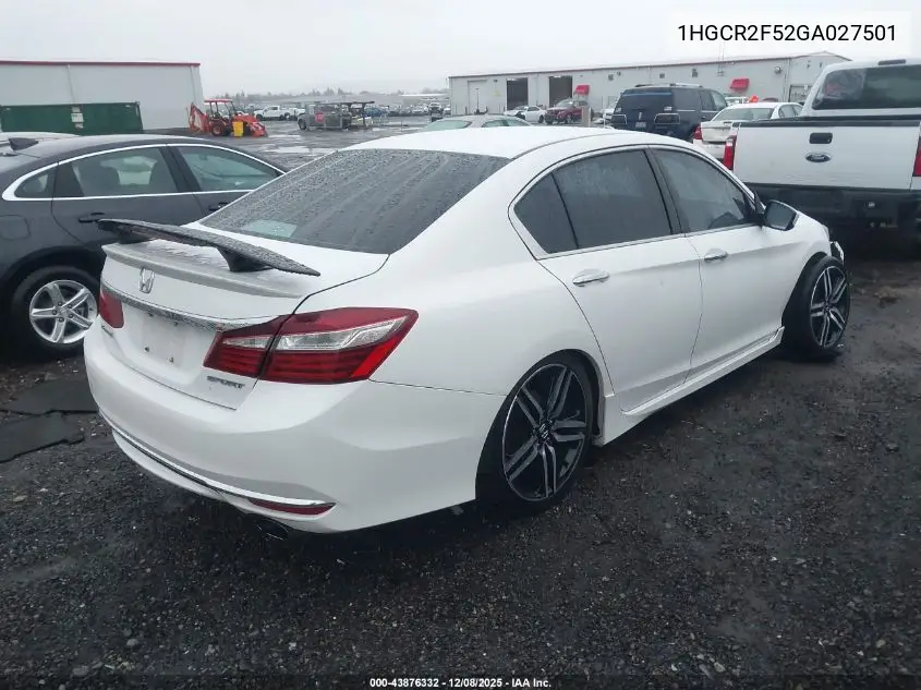1HGCR2F52GA027501 2016 Honda Accord Sport