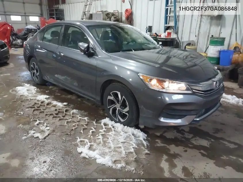 1HGCR2F37GA086848 2016 Honda Accord Lx
