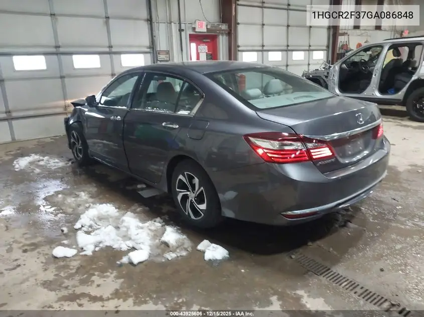 1HGCR2F37GA086848 2016 Honda Accord Lx